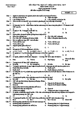 Đề kiểm tra học kì I Sinh học lớp 9 - Mã đề 112 - Năm học 2016-2017 - Phòng GD & ĐT Thái Thụy